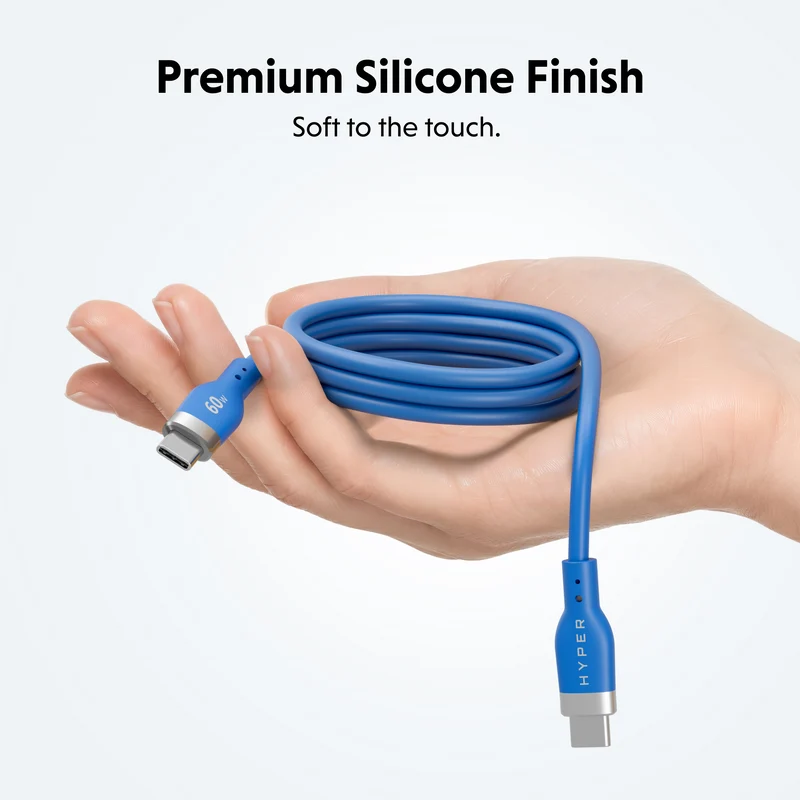 HyperJuice Flex USB-C-Ladekabel aus Silikon – Blau