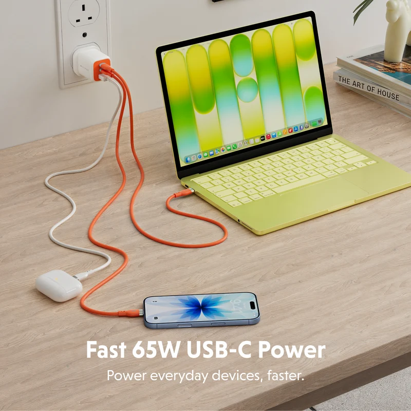HyperJuice Flex 65-W-GaN-Ladegerät – Orange (Großbritannien)