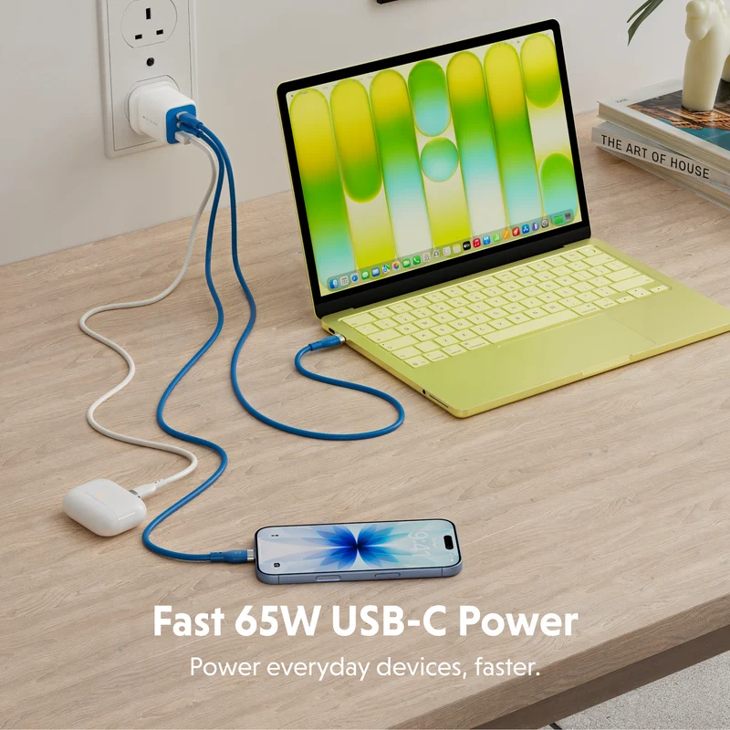 HyperJuice Flex 65 W GaN-Ladegerät – Blau (EU)