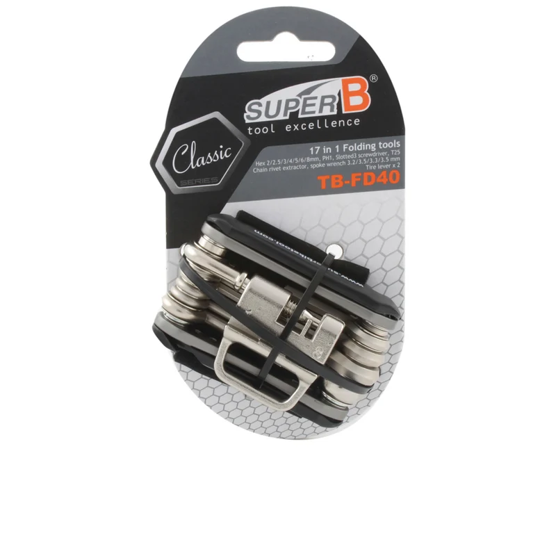 Super B TB-FD40 Falt-Werkzeugset 17 in 1 mit Kettennieter