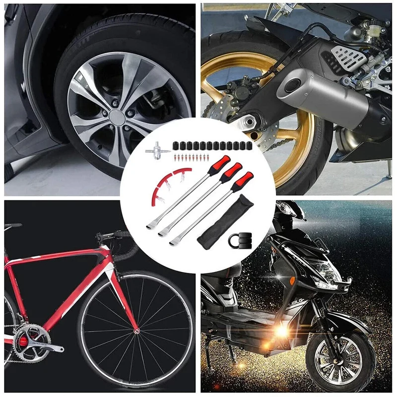 Reifenheber Montierhebel Montiereisen Reifen Kit mit Ventil Scooter Bike Moped