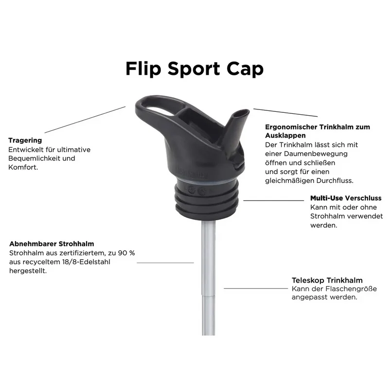 Klean Kanteen Flip Sport Cap mit Teleskop-Trinkhalm