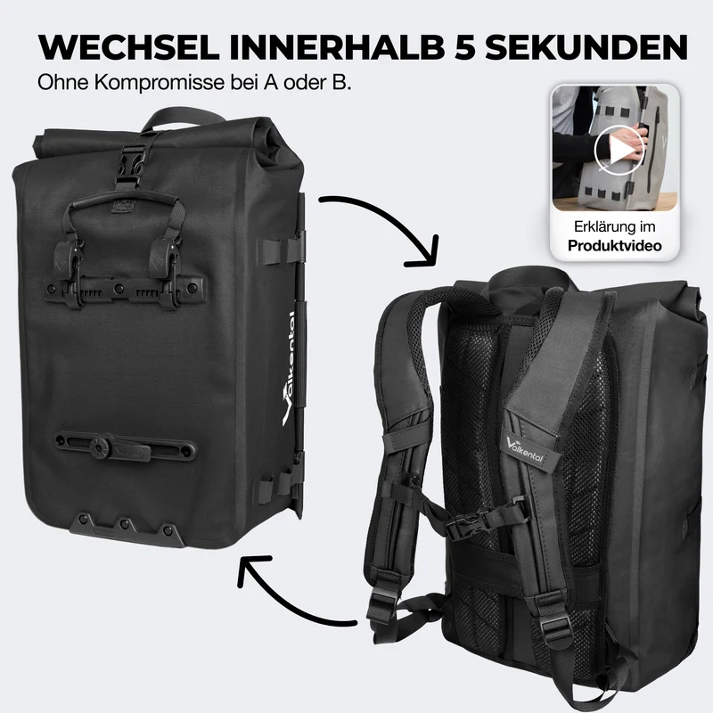 Radtasche Valkental TrailX Black Reflective Edition