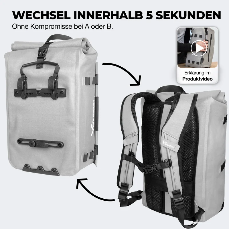 Fahrradtasche Valkental TrailX Grey Reflective Edition