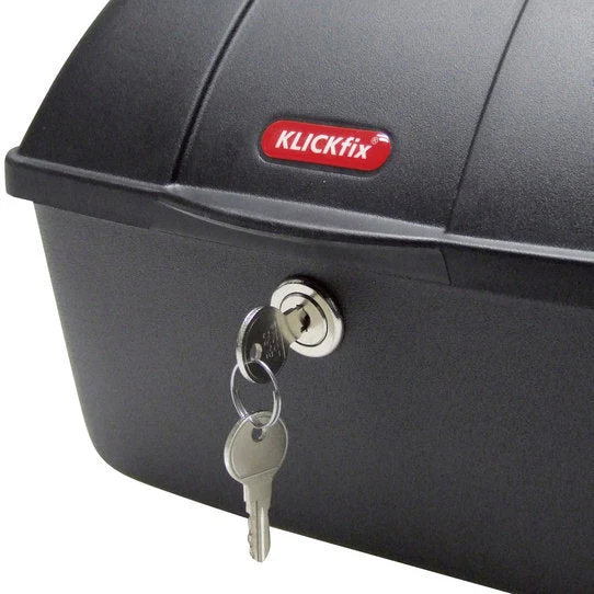 KLICKfix Box GTA Gepäckträgerbox – Wetterfeste, Abschließbare E‑Bike Zubehörbox in Schwarz
