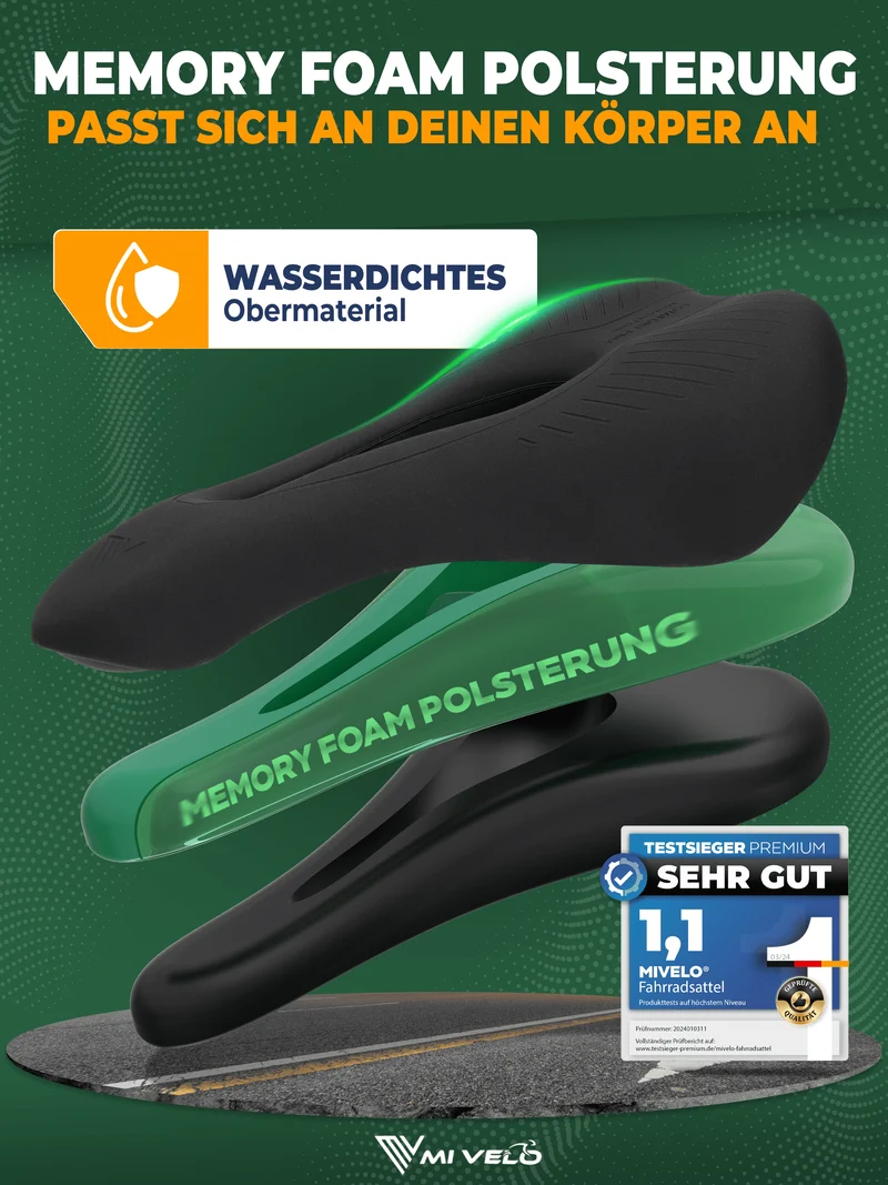 Mivelo Fahrradsattel Comfort Pro MTB memory foam