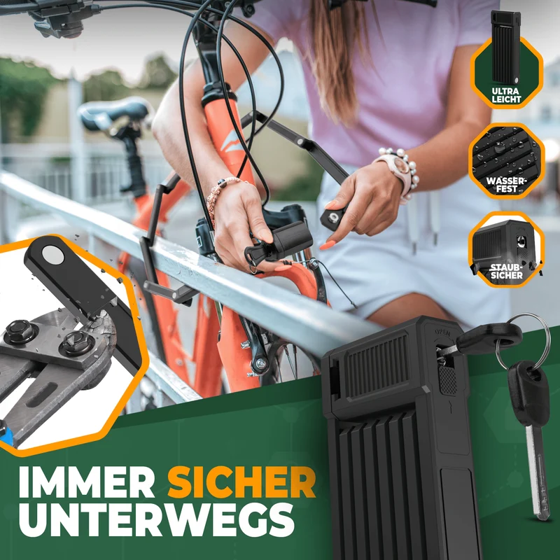 Mivelo Faltschloss mit Schlüssel 85cm & Carbonstahl-Kern