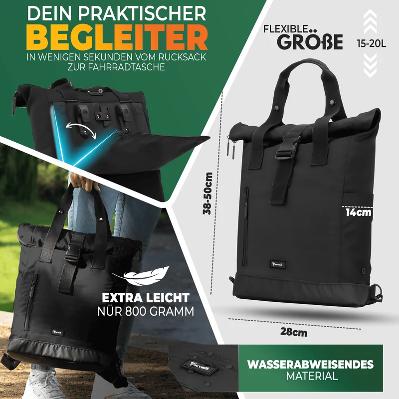 Mivelo Fahrradrucksack "Maya" mit klappbarem Rückenteil