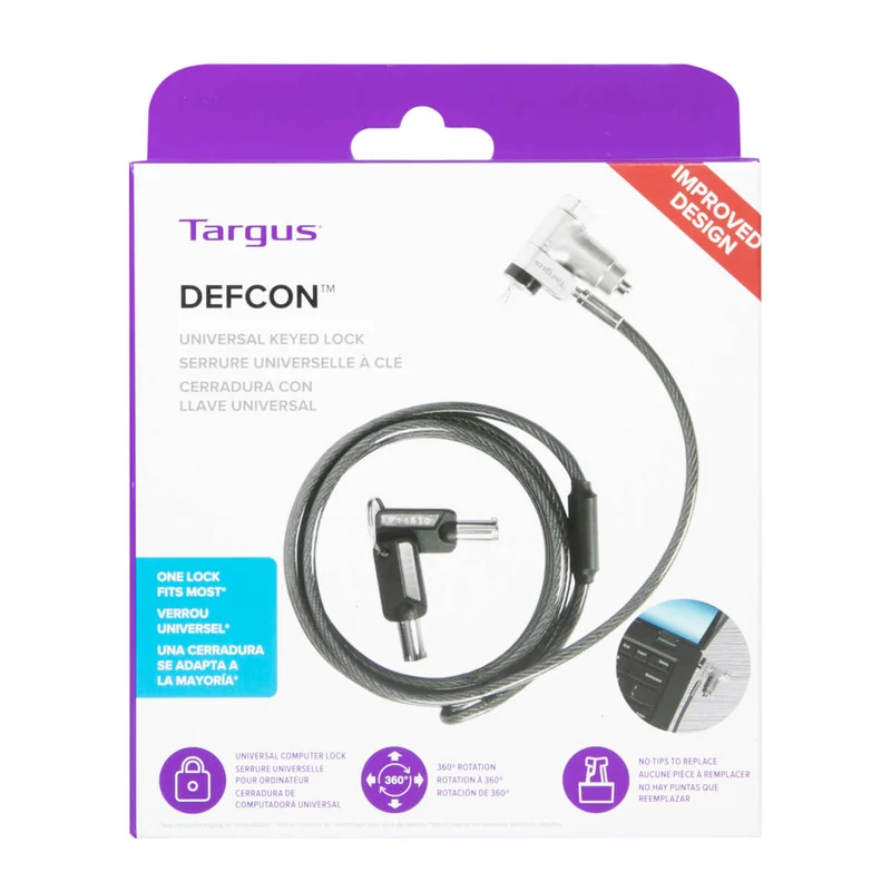 DEFCON™ Ultimate Universal-Kabelschloss mit Schlüssel und anpassbarem Slimline-Schlosskopf