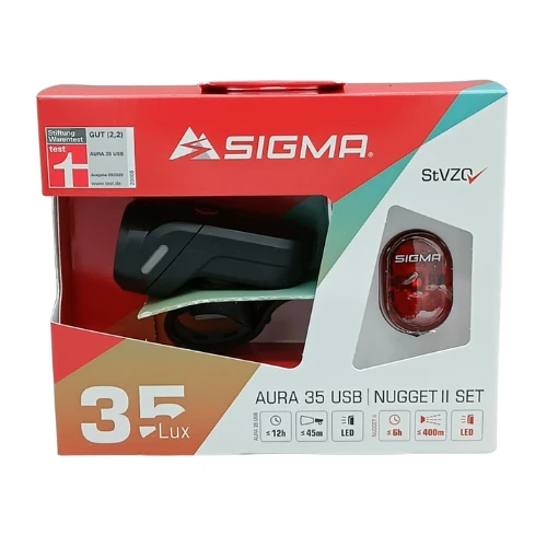 Sigma Aura 35 + Nugget II Fahrradbeleuchtung Set StVZO
