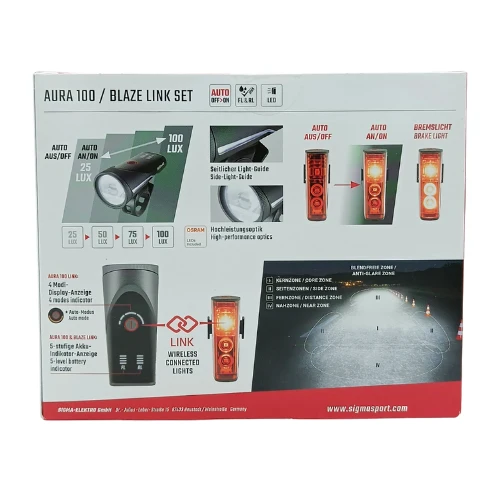 Sigma Aura 100 + Blaze Link Set StVZO Fahrradbeleuchtung