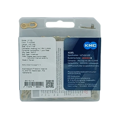 KMC X11EL 11-fach Fahrradkette 118 Glieder silber/gold