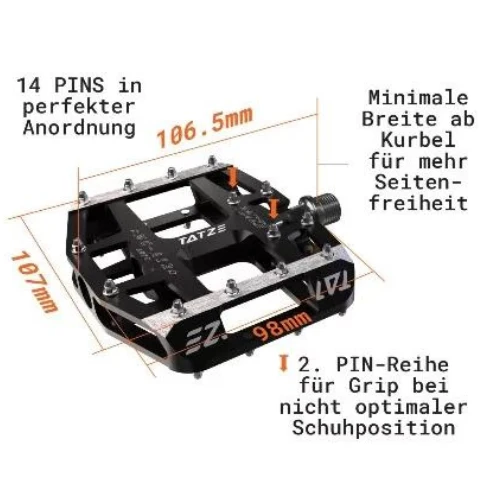 TATZE MC-AIR FLAT Pedal E-Bike CNC Aluminium 14 Pins
