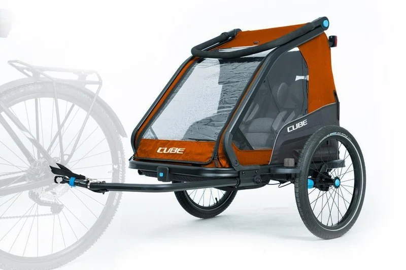 CUBE Kinder Fahrradanhänger Double CMPT X Actionteam gr grey'n'orange