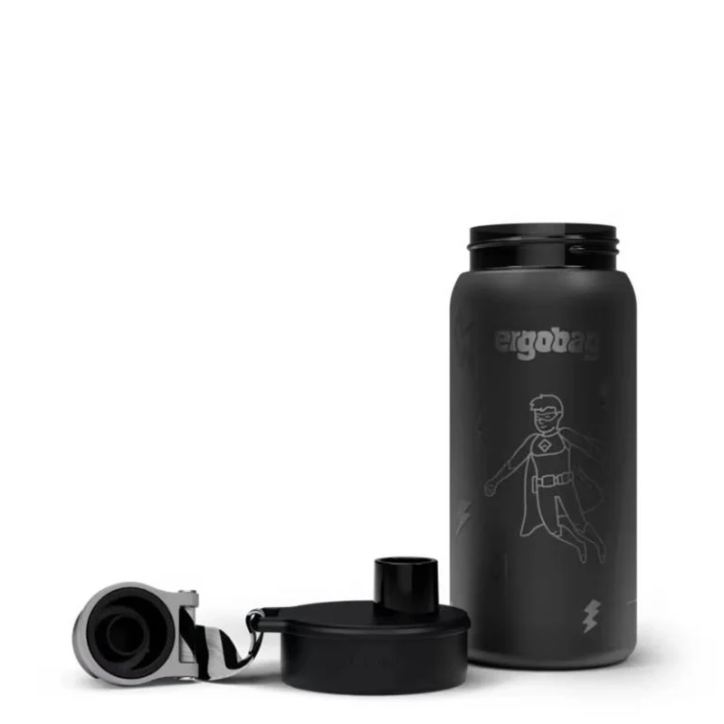 ergobag Trinkflasche Superheld schwarz 0,55 Liter Kunststoff 7.2 x 20.5 x 7.2 cm