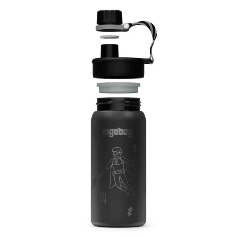 ergobag Trinkflasche Superheld schwarz 0,55 Liter Kunststoff 7.2 x 20.5 x 7.2 cm