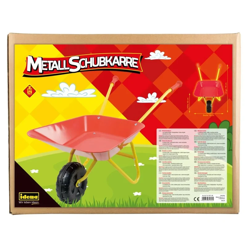Idena Schubkarre Metall tragkraft 30Kg rot/gelb 78x40x38cm bis 30kg belastbar