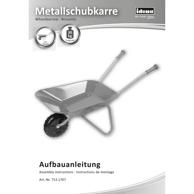 Idena Schubkarre Metall tragkraft 30Kg rot/gelb 78x40x38cm bis 30kg belastbar