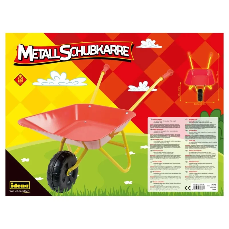 Idena Schubkarre Metall tragkraft 30Kg rot/gelb 78x40x38cm bis 30kg belastbar