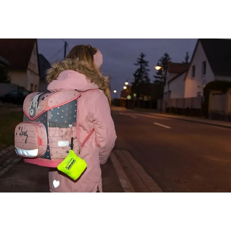 Idena Regenschutzhülle für Schulranzen mit Karabinerhaken Reflektionsstreifen