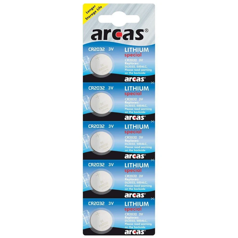 Arcas Lithium Knopfzelle 3,0 V - 5er