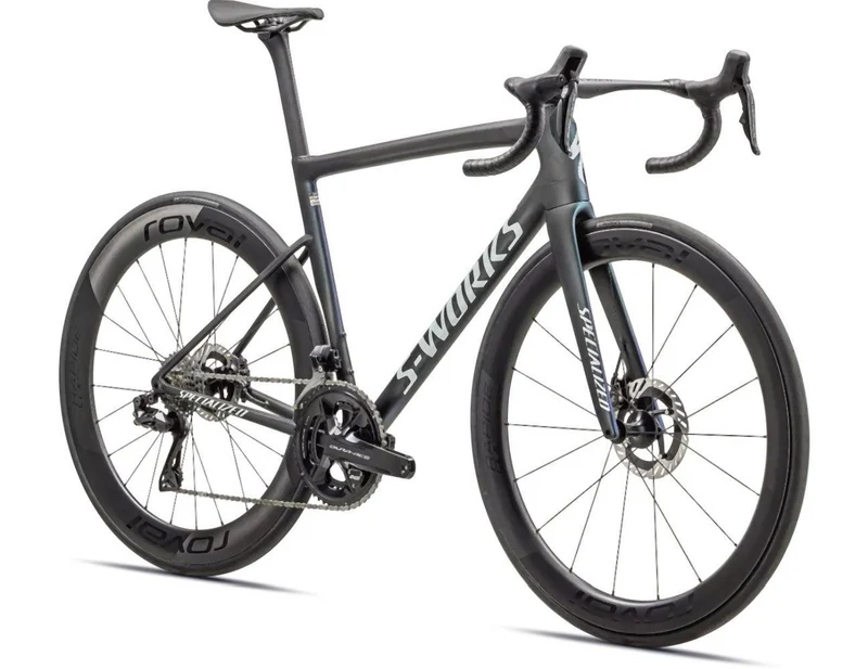 Specialized TARMAC SL8 S-Works DI2 SATIN CARBON / VIAVI CYNAN BLUE / VIAVI SILVER-BLUE PEARL FADE / GLOSS METALLIC WHITE SILVER