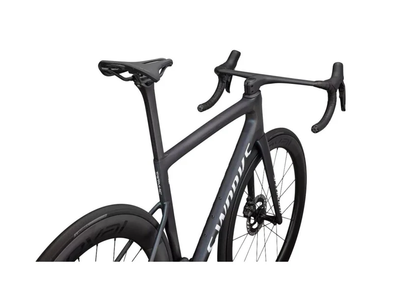 Specialized TARMAC SL8 S-Works DI2 SATIN CARBON / VIAVI CYNAN BLUE / VIAVI SILVER-BLUE PEARL FADE / GLOSS METALLIC WHITE SILVER