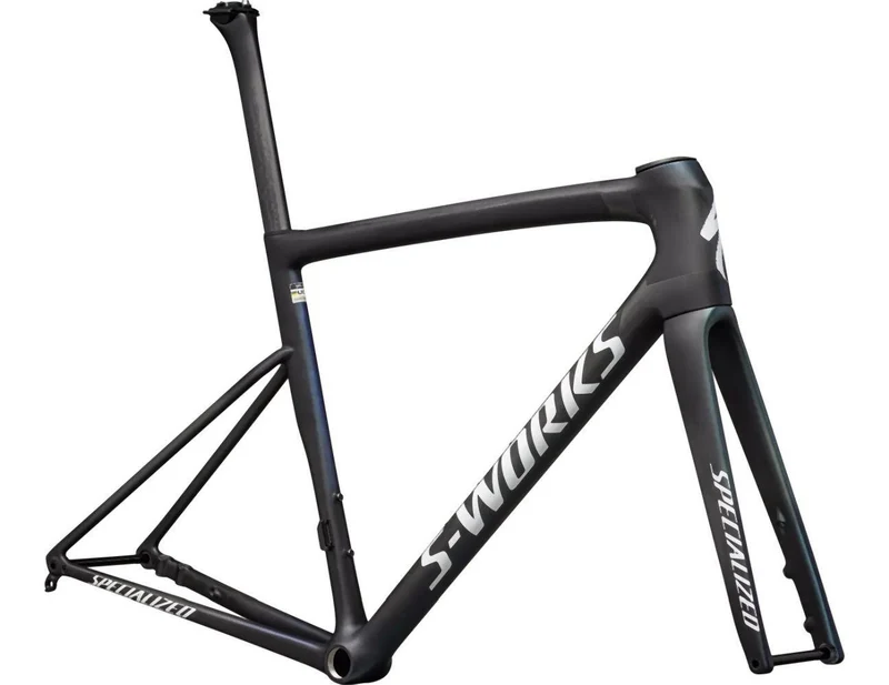 Specialized TARMAC SL8 S-Works FRAMESET SATIN CARBON / VIAVI CYNAN BLUE / VIAVI SILVER-BLUE PEARL EDGE FADE/GLOSS METALLIC WHITE SILVER