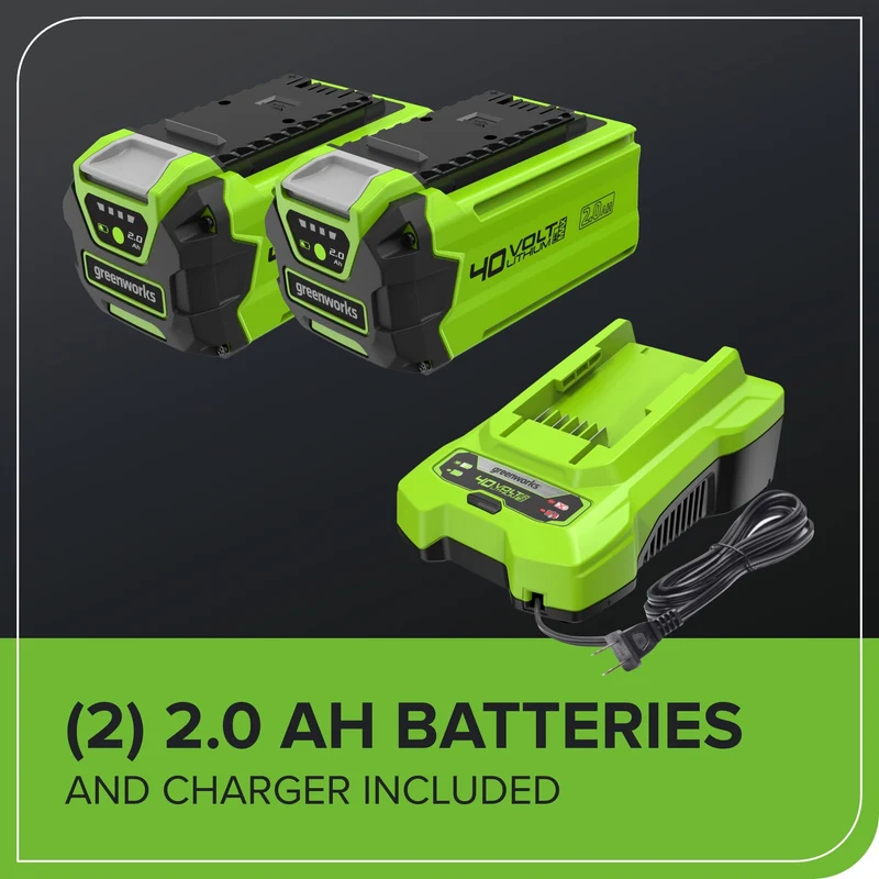 40V Cordless Lawn Mower with Batteries, Charger & 40L Grass Collection Bag