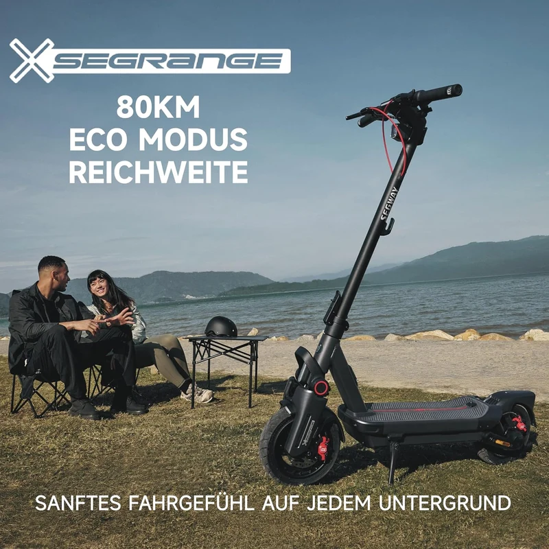 Electric Scooter with Road-Legal Certification, 80km Eco Mode Range, Dual Hydraulic Suspension, 130kg Load Capacity