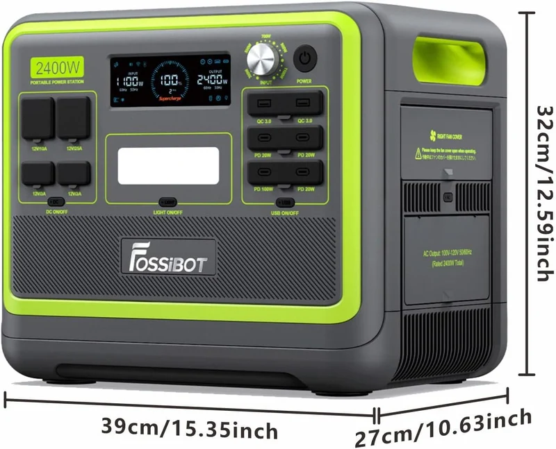 2048Wh Portable Power Station 2400W LiFePO4 Battery Solar Generator with Fast Charging