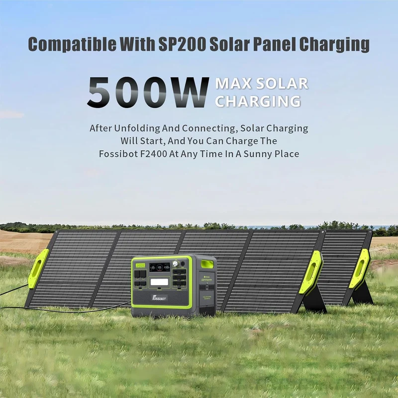 2048Wh Portable Power Station 2400W LiFePO4 Battery Solar Generator with Fast Charging