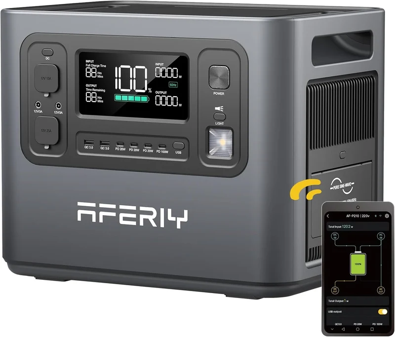 2048Wh Portable Power Station 2400W LiFePO4 Battery Solar Generator with UPS