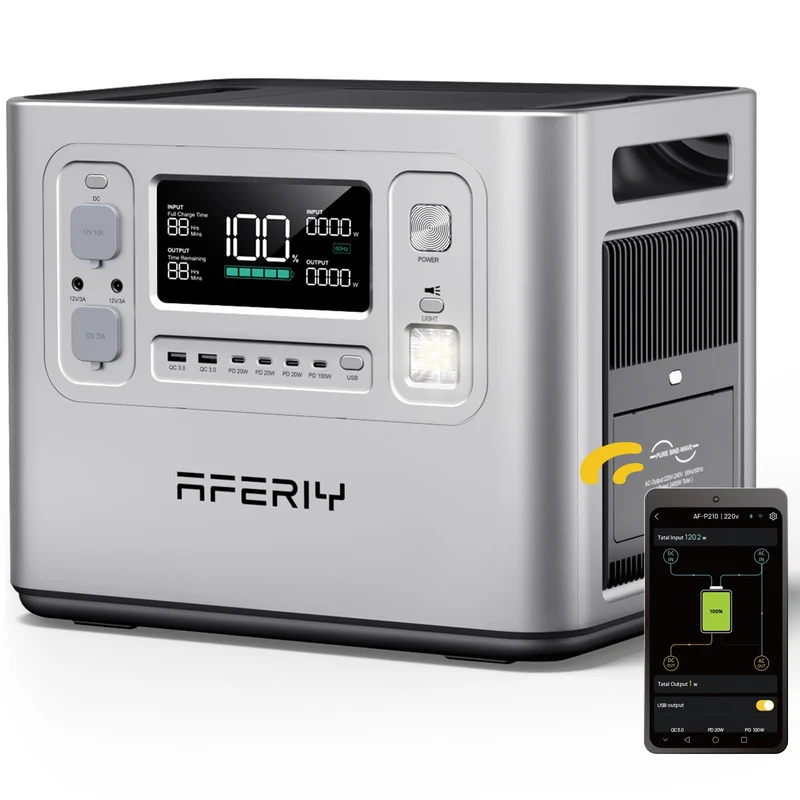 2048Wh Portable Power Station 2400W LiFePO4 Battery Solar Generator with UPS