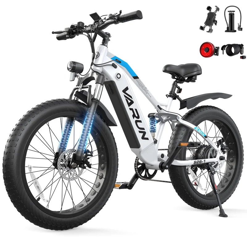 26" Electric Fat Tyre Mountain Bike 250W 48V 13Ah 7-Speed LCD Display