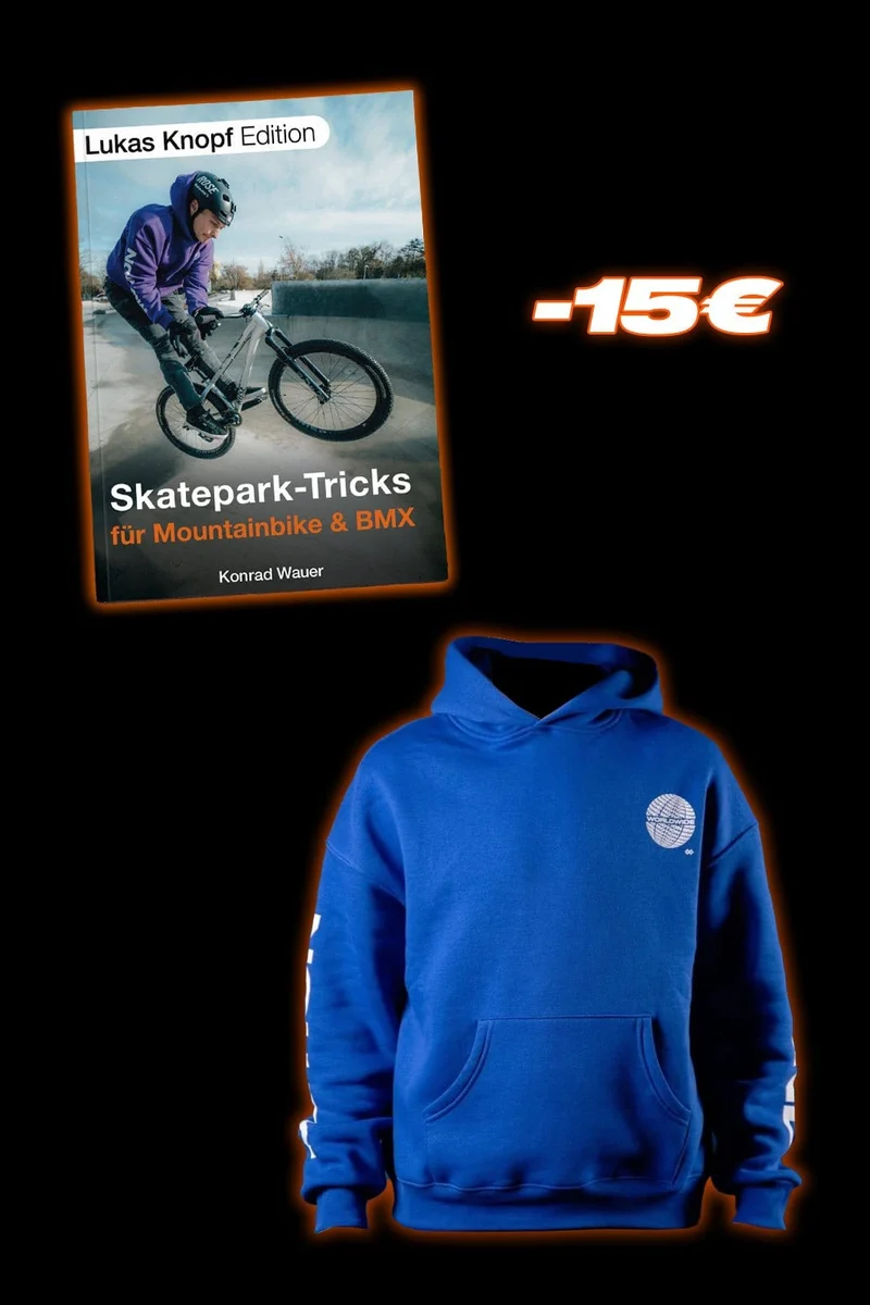 Skatepark Trick-Buch & Royal Blue Worldwide Hoodie Bundle