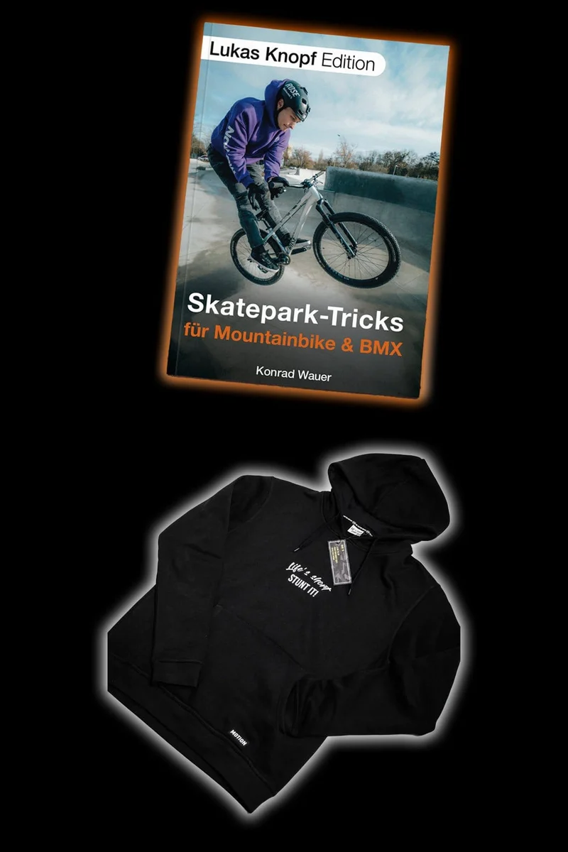 Skatepark Trick-Buch (mit Unterschrift) + Stunt It! Hoodie Bundle
